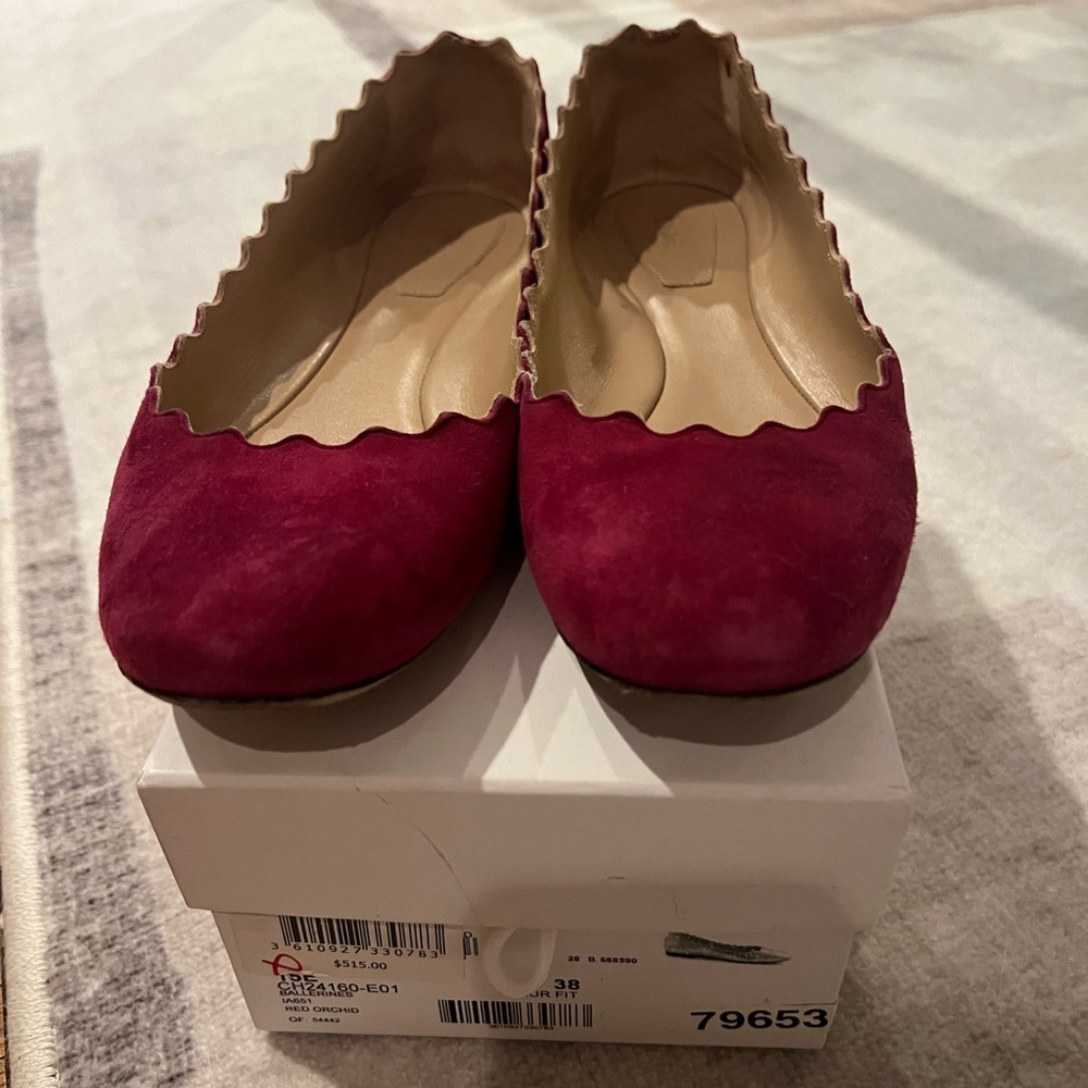 Chloe Suede Scallop Flats